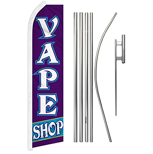 Vape Shop Swooper Advertising Flag & Pole Kit - Perfect for Vape Shops, Smoke Shops, Hookah Lounges